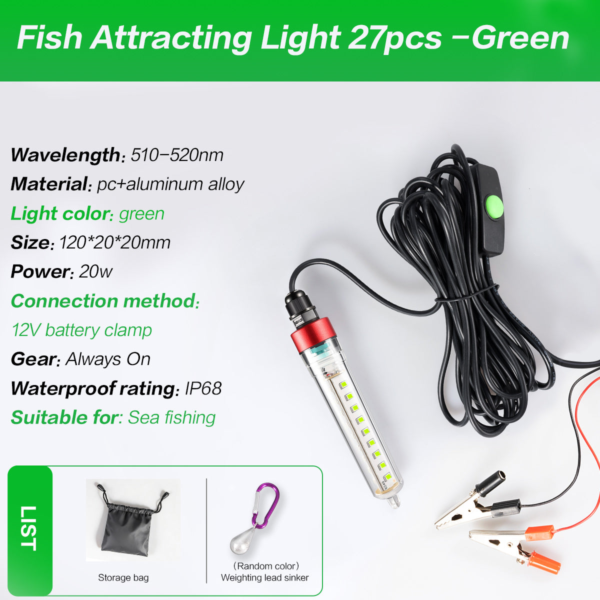 YUFU 4 Color LED Underwater Dock Light 5V-24V Multi-Voltage Fish Attracting Lampu