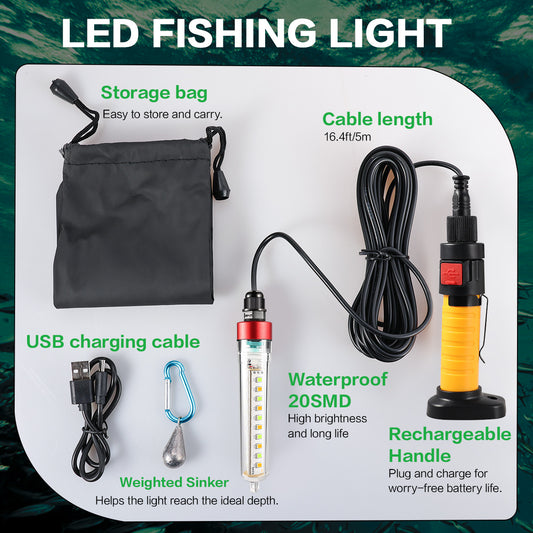 YUFU Lamp Rechargeble Fishing， Dual Light，Green and Yellow
