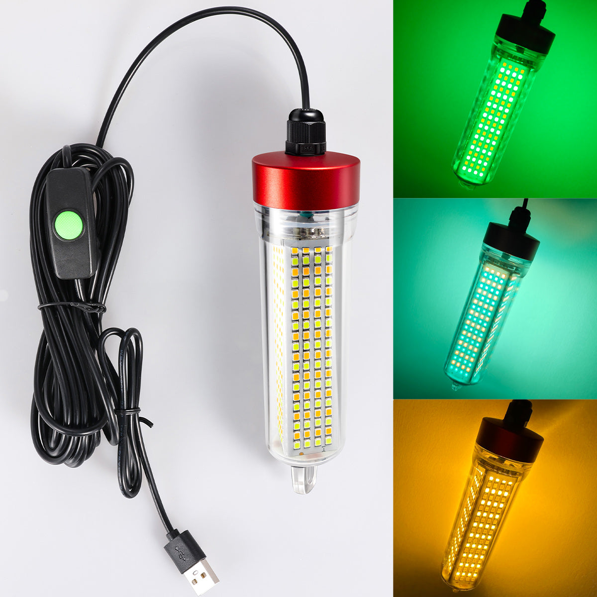 YUFU Dual Light LED Fishlight USB 5V，Green and Yellow Light