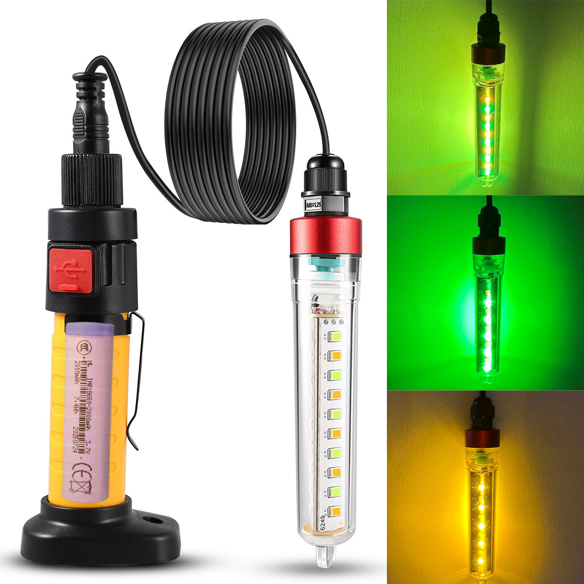 YUFU Lamp Rechargeble Fishing， Dual Light，Green and Yellow