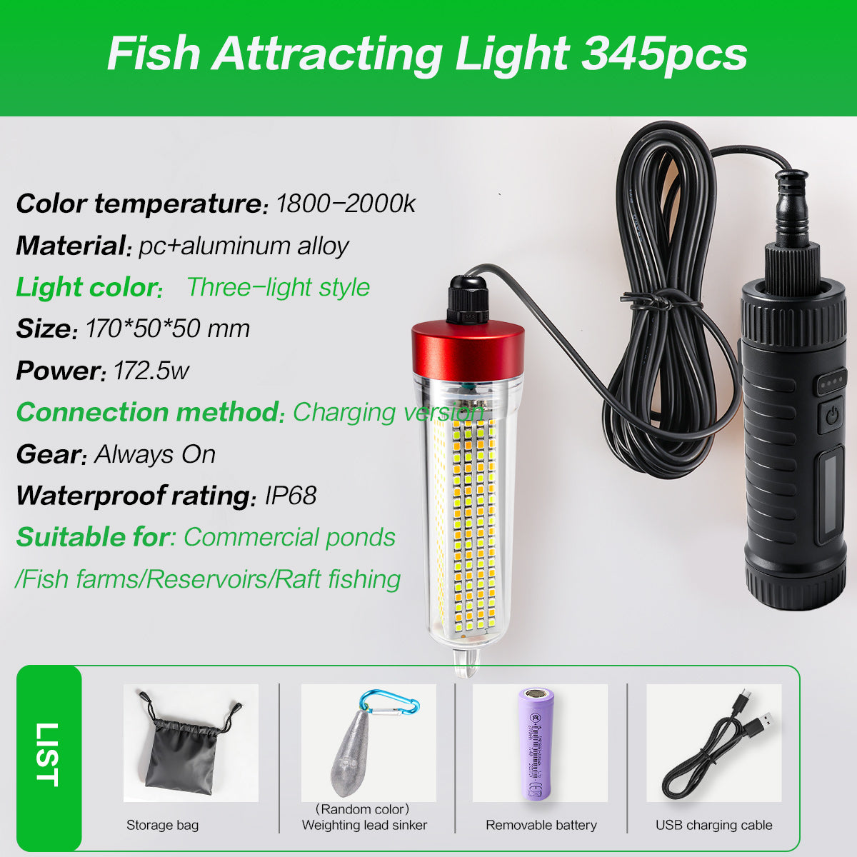 YUFU Lamp Rechargeable Fishing，3 color in 1 Fishinglight